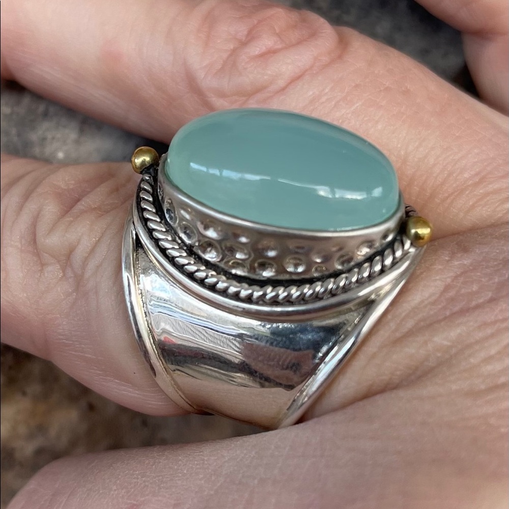 JOYA by Judy Crowell Aqua Chalcedony Ring Size 7